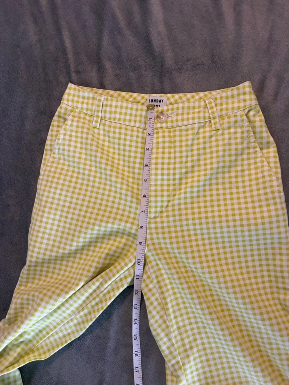 Sunday Best Yellow Gingham Wide-Leg Pants Spring Classic - Picture 11 of 11